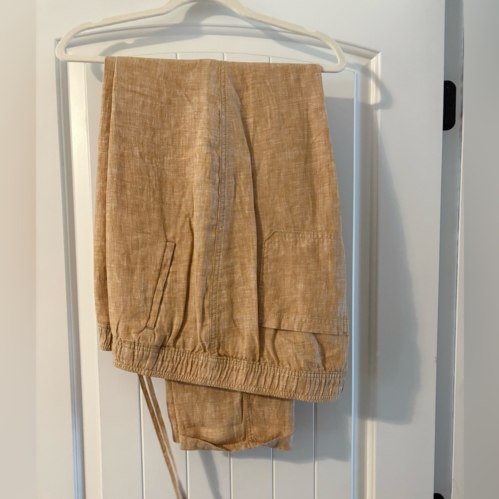 Tan Lily Pulitzer Seaview linen pants size extra large 31 inches long
